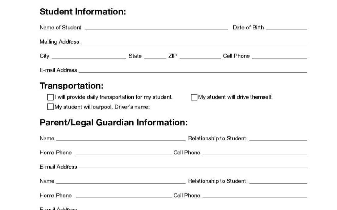 Students – Personal-Medical Info Form